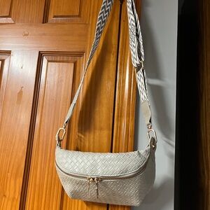 Woven Cream Crossbody Bag